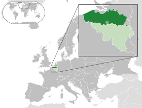 Flanders shown within Belgium and Europe