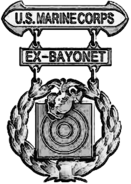 Former U.S. Marine Corps Basic Badge w/ Expert Bayonet Clasp Former USMC Basic Badge.png