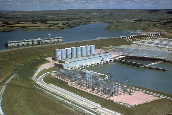 Fort Randall Dam, with Lake Francis Case in the background