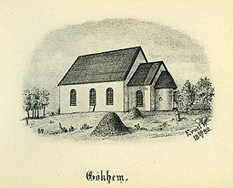 Kyrkan på teckning från 1902.