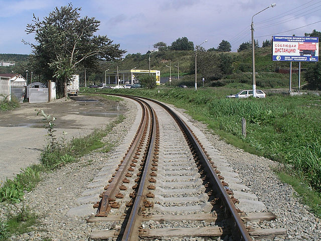 Dual gauge track in Sakhalin Oblast including both 3ft 6in and Russian gauge