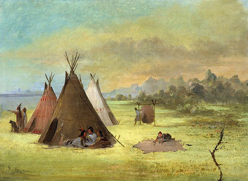 File:George Catlin - Indian Encampment, Comanche (or Kiowa) Dressing Skins, Red River - 1985.66.597 - Smithsonian American Art Museum.jpg