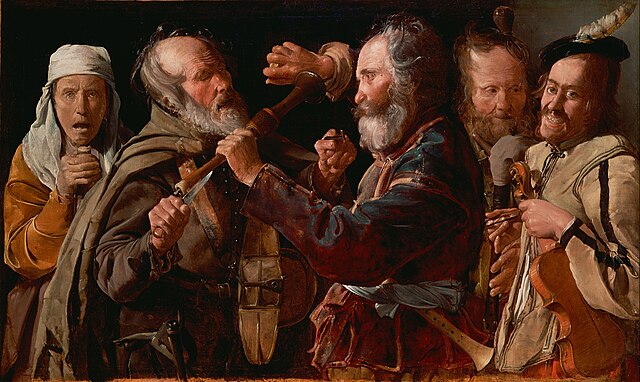 The Musicians' Brawl, (Hurdy-gurdy group), c. 1625–1630, Getty Museum