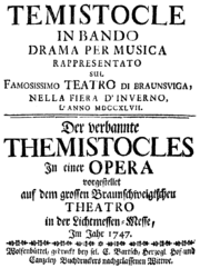 Giovanni Verocai – Temistocle in bando – Titelseite des Librettos – Braunschweig 1747