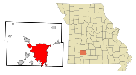 Greene County Missouri Incorporated and Unincorporated areas Springfield Highlighted.svg