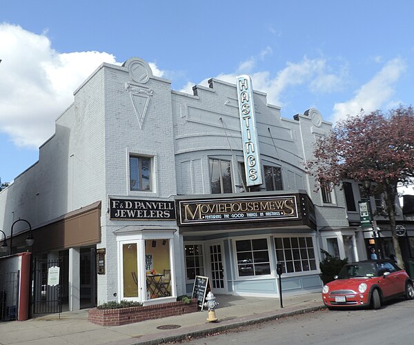 Downtown shops in a former movie house