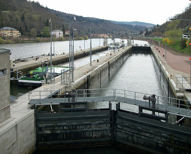 Lock on the River Neckar at Heidelberg in Germany