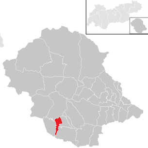 Location of the municipality of Heinfels in the Lienz district (clickable map)