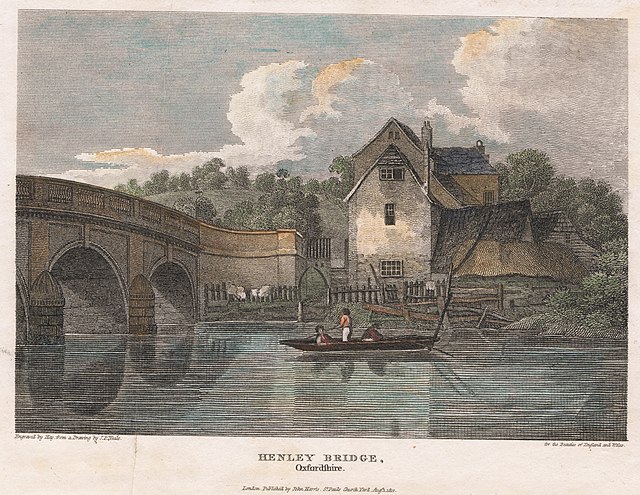 Henley Bridge, engraved in 1812 from a drawing by J. P. Neale, and published in The Beauties of England and Wales