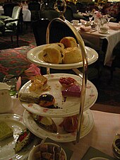 Afternoon tea at the hotel High tea at the Savoy Hotel.jpg