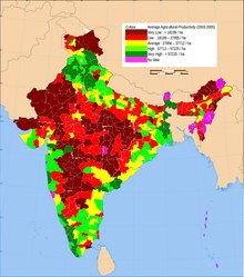 District wise agricultural productivity in India (2003-05). Productivity varies highly across regions. India districts productivity.pdf