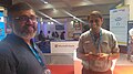 Indian techies Abhas Abhinav (L) of DeepRootLinux and Open Source for You editor Rahul Chopra (R) at Open Source India 2018.jpg
