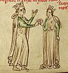 Heirat Kaiser Friedrich II. mit Isabella von England. (Darstellung aus der Chronica Maiora des Matthew Paris, um 1250)