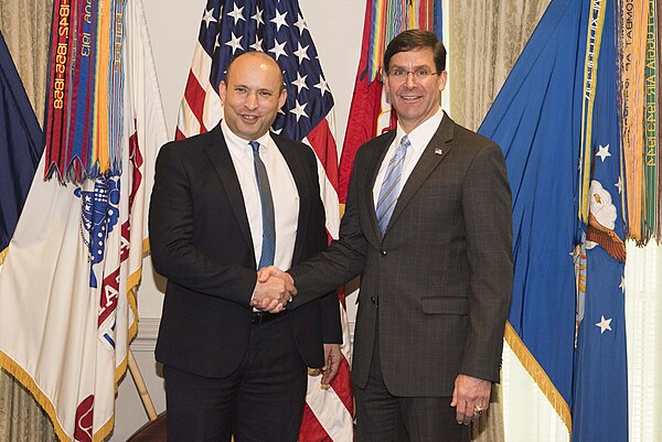 Bennett with U.S. Defense Secretary Mark Esper in February 2020