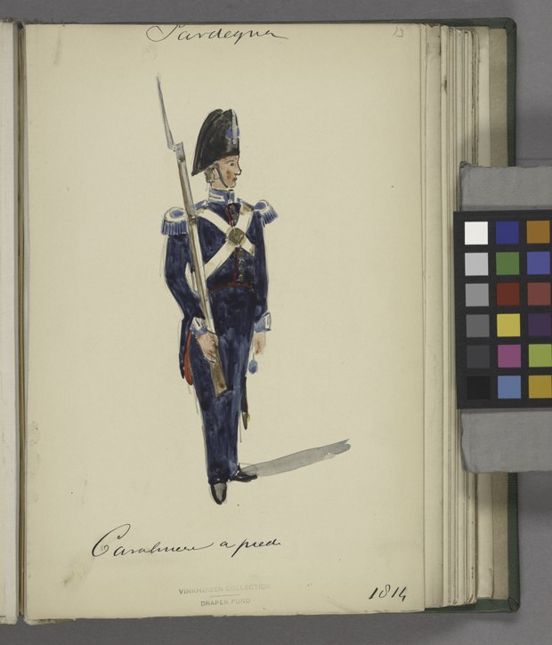1818 depiction of a Carabiniere with the Italian azure cockade on his hat