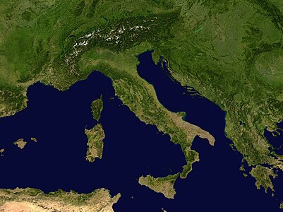 Modern day Italy from space.