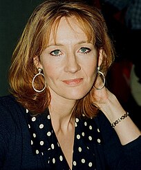 J.K. Rowling, the author of the Harry Potter series, which was Lynch's favourite book series and the only thing that could distract her from her eating disorder. Lynch would later play Luna Lovegood in the films. JK Rowling 1999.jpg