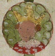 Jago from the Genealogical Chronicle of the Kings of England to Edward IV (c. 1461) Jago (MS Roll 1066).jpg