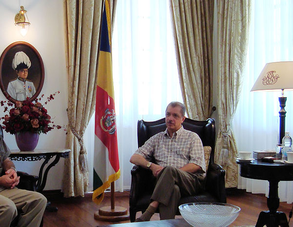 President James Michel in his office in Victoria, 2009