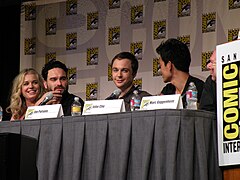 Jim Parsons, Johnny Galecki, John Cho, Rebecca Romijn (TV Guide panel).jpg