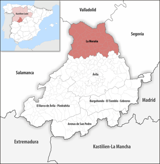 Die Lage der Comarca La Moraña in der Provinz Ávila