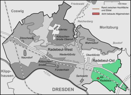 Karte Radebeul Stadtteile Radebeul