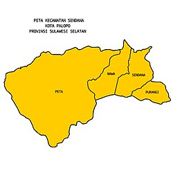 Peta administrasi kecamatan Sendana ring Kota Palopo