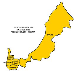 Peta administrasi kecamatan Ujung ring Kota Paréparé