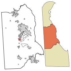 Location of Woodside in Kent County, Delaware.