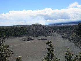 Kilauea Iki vent, which erupted in 1959, contains a solidified lava lake.