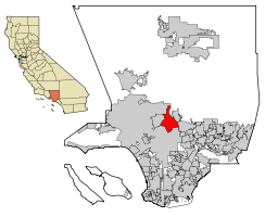 Location of Glendale within لاس اینجلس کاؤنٹی، کیلیفورنیا and the کیلیفورنیا