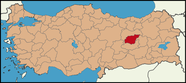 Localização da província de Tunceli na Turquia