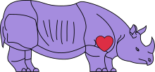 A lavender rhinoceros, a symbol used as a sign of gay visibility. Lavender rhinoceros LGBT symbol.svg