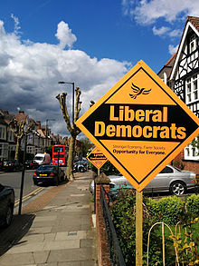 Liberal Democrats campaigning stakeboards in Hornsey and Wood Green in 2015 LibDem posterboards Hornsey Wood Green 7 May 2015.jpg