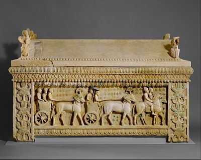 The Amathus sarcophagus, from Amathus, Cyprus, 2nd quarter of the 5th century BCE Archaic period, Metropolitan Museum of Art