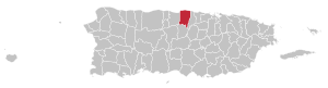 Карта Пуэрто-Рико с выделением муниципалитета Вега-Баха 