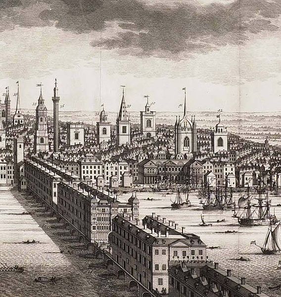 Prospect of Old London Bridge in 1710