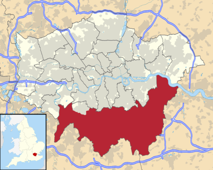 Location of the South London area in London