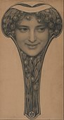 Masque; de Louis Welden Hawkins; 1895-1905; cretă neagră și creion pe hârtie maro deschis; 43,2 x 23,8 cm; Muzeul de Arte Frumoase (Houston, SUA)