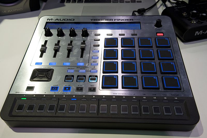 File:M-Audio Trigger Finger Pro - angled - 2014 NAMM Show (by Matt Vanacoro).jpg