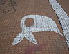 Der weiße Schal der Mütter der Plaza de Mayo, gemalt auf dem Boden in Buenos Aires, Argentinien