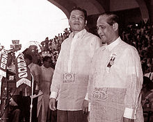 Magsaysay and Garcia during the inauguration ceremony Magsaysay and Garcia inauguration, 1953.jpg