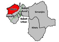 Район Мбулу на карті регіону Маньяра