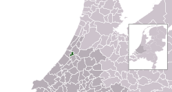 Posição destacada de Oegstgeest em um mapa municipal da Holanda do Sul