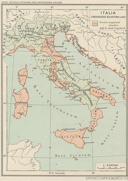 Map of Italy in 603 a.C.
