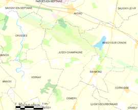 Mapa obce Jussy-Champagne