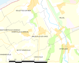 Mapa obce Malleville-les-Grès