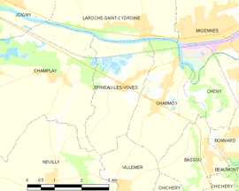 Mapa obce Épineau-les-Voves