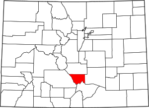 Map of Colorado highlighting Custer County