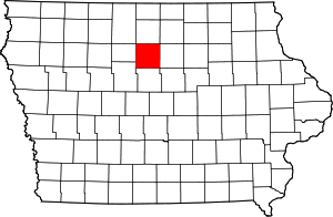 Map of Iowa highlighting Wright County